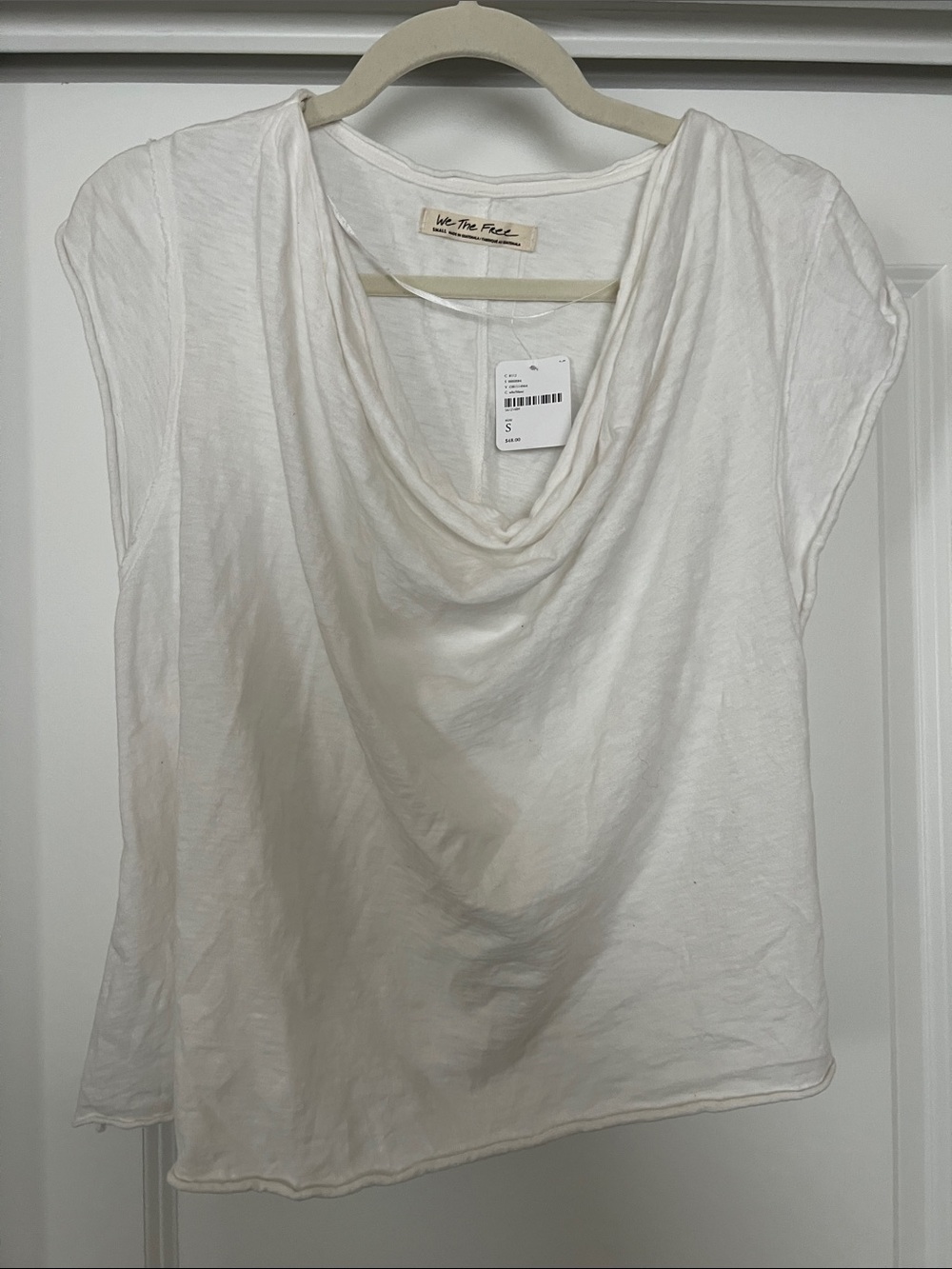 We The Free Cream Draped Cowl Neck Muscle Tee